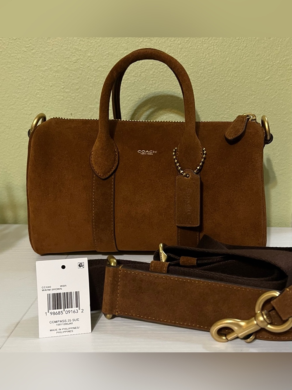Coach Compass 25 **WARM BROWN** Shade in Suede!